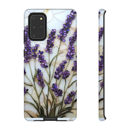 Floral Phone Case With Lavender in Stained Glass Motif