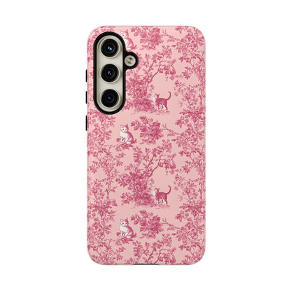 Tough Phone Cases - Cats in Pink Toile De Joyu Motif