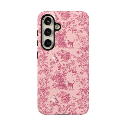 Tough Phone Cases - Cats in Pink Toile De Joyu Motif