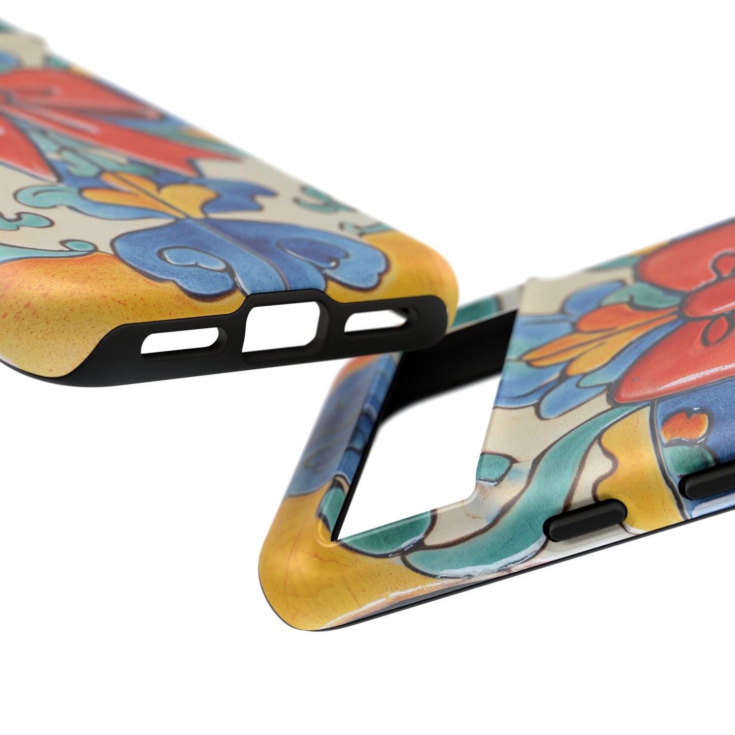 Colourful Ceramic Tile Design Phone Case With Red Bow