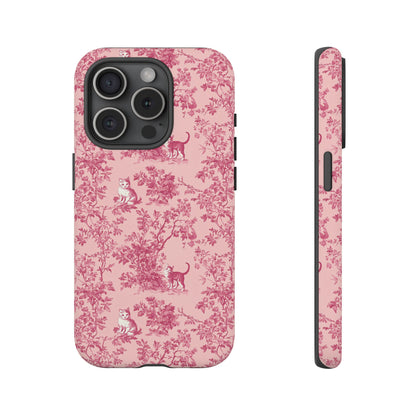 Tough Phone Cases - Cats in Pink Toile De Joyu Motif