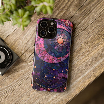 Pink Moon Tough Phone Cases in  Stained Glass Design