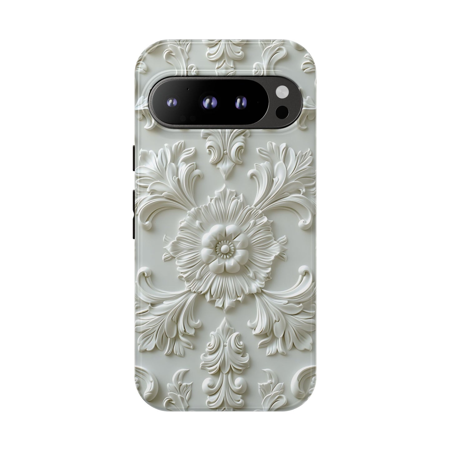 Off-White Floral Phone Case in Baroque Carved Plaster Ceiling Design