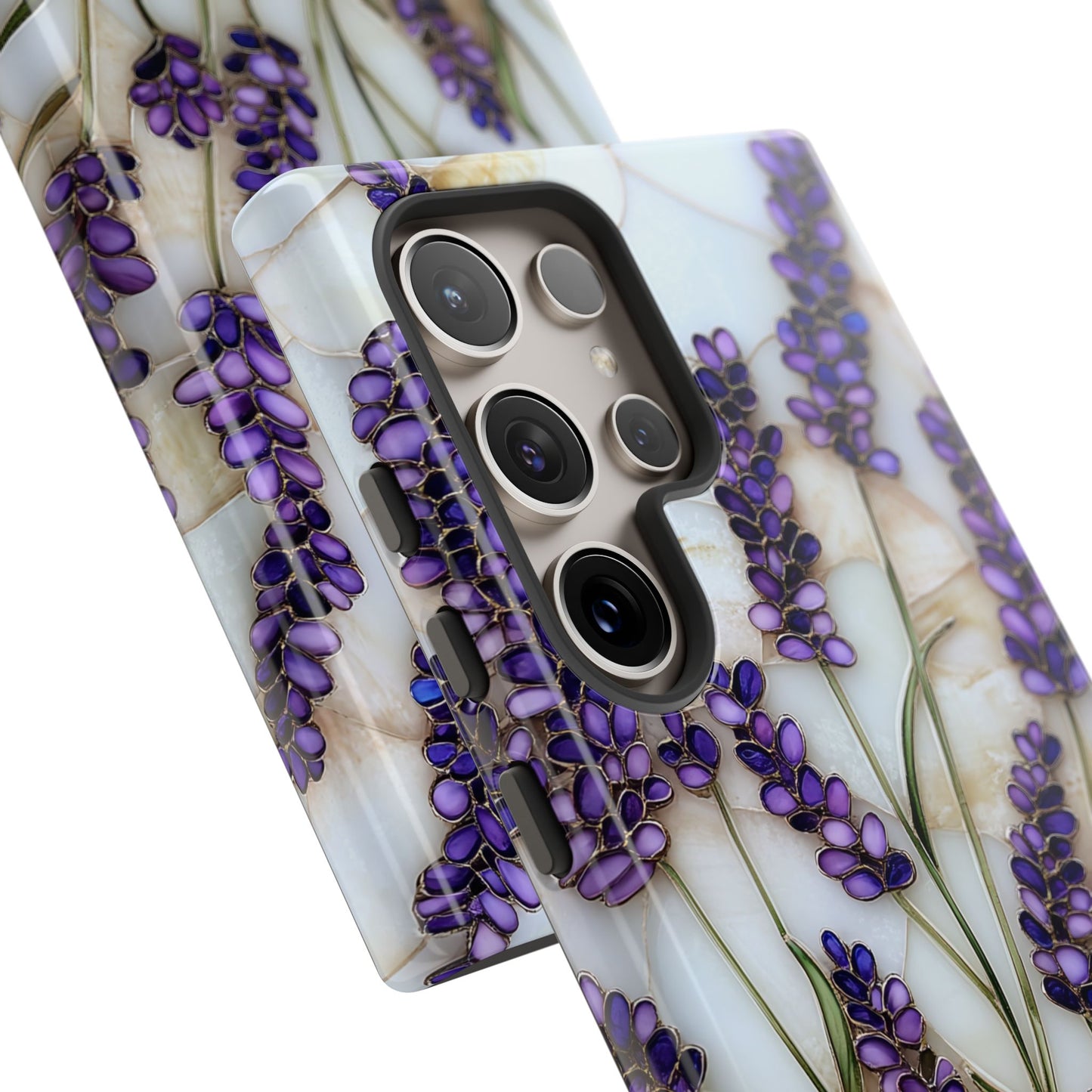 Floral Phone Case With Lavender in Stained Glass Motif