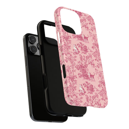 Tough Phone Cases - Cats in Pink Toile De Joyu Motif
