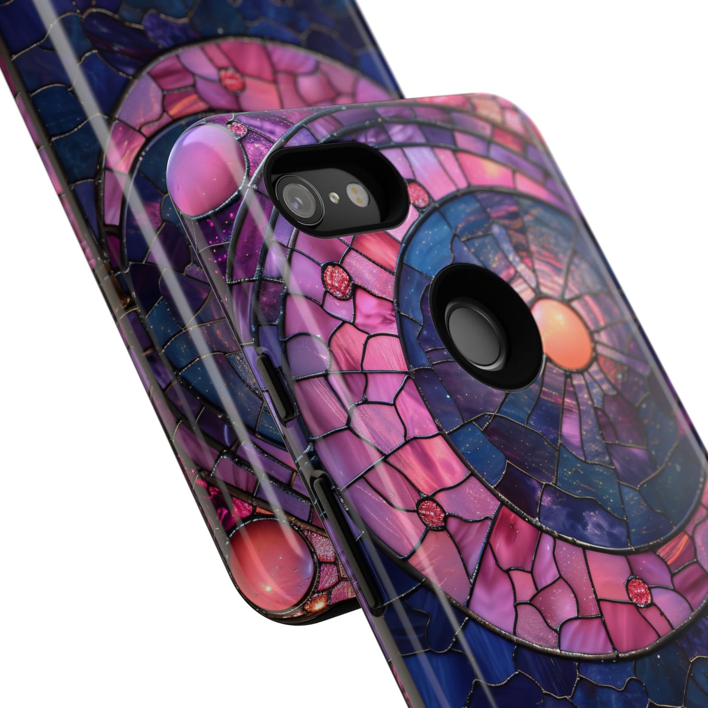 Pink Moon Tough Phone Cases in  Stained Glass Design