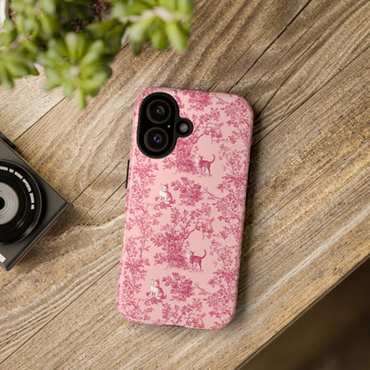 Tough Phone Cases - Cats in Pink Toile De Joyu Motif