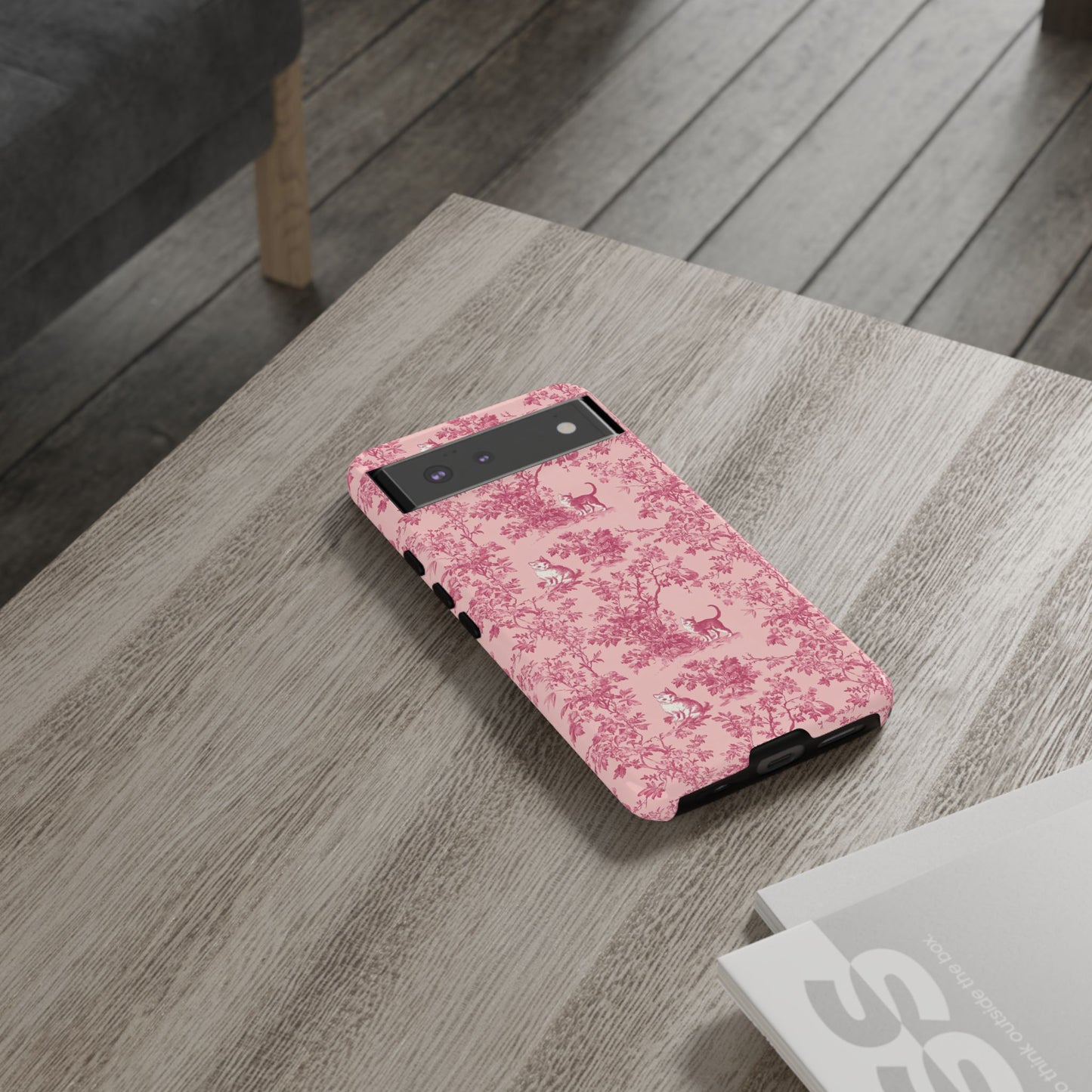 Tough Phone Cases - Cats in Pink Toile De Joyu Motif