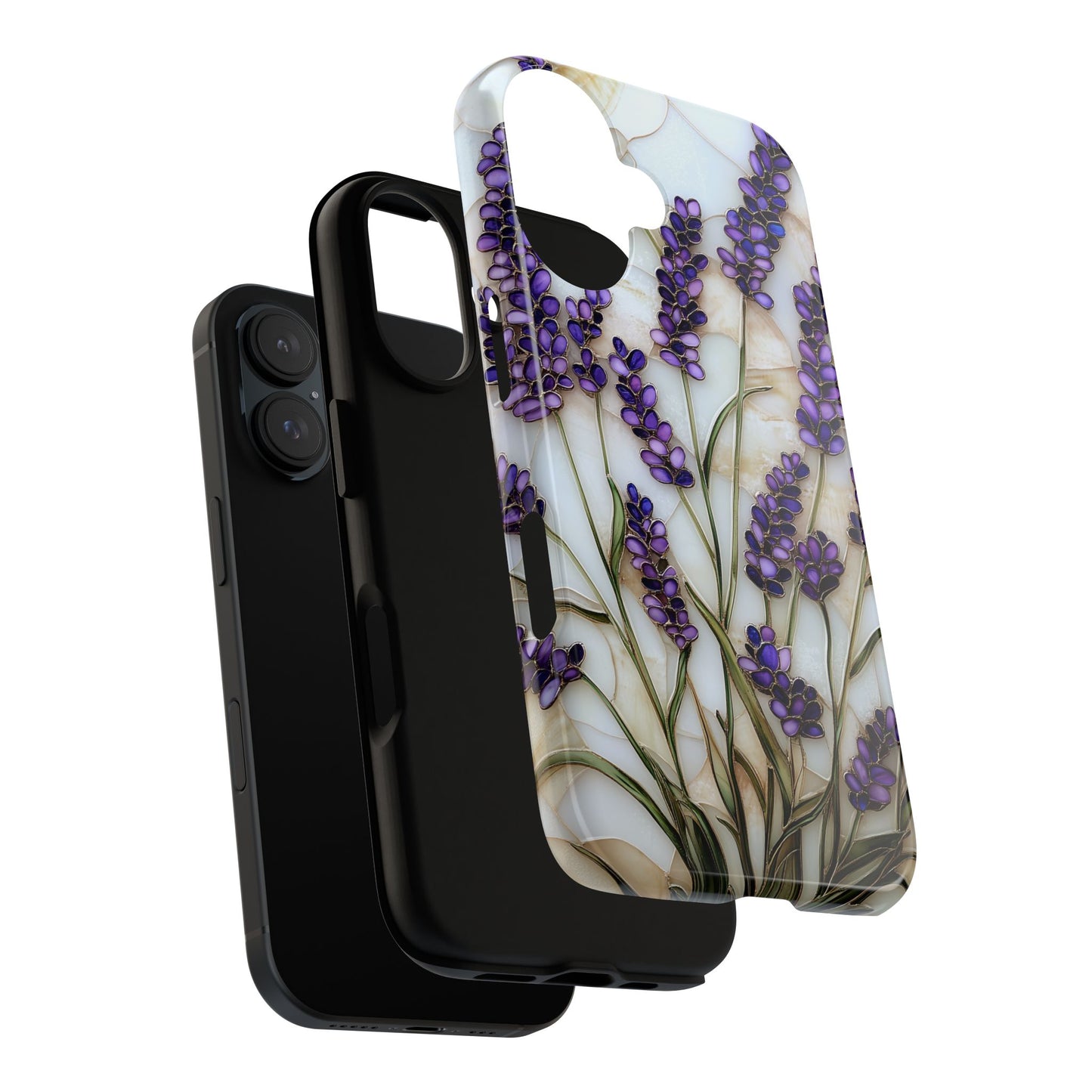 Floral Phone Case With Lavender in Stained Glass Motif