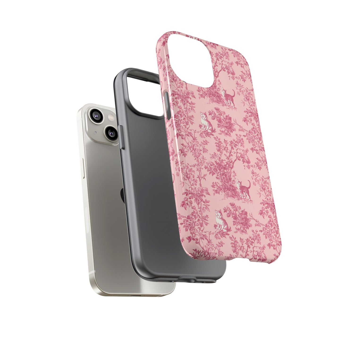 Tough Phone Cases - Cats in Pink Toile De Joyu Motif