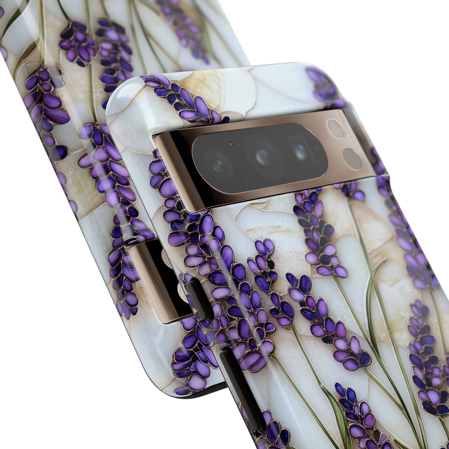 Floral Phone Case With Lavender in Stained Glass Motif