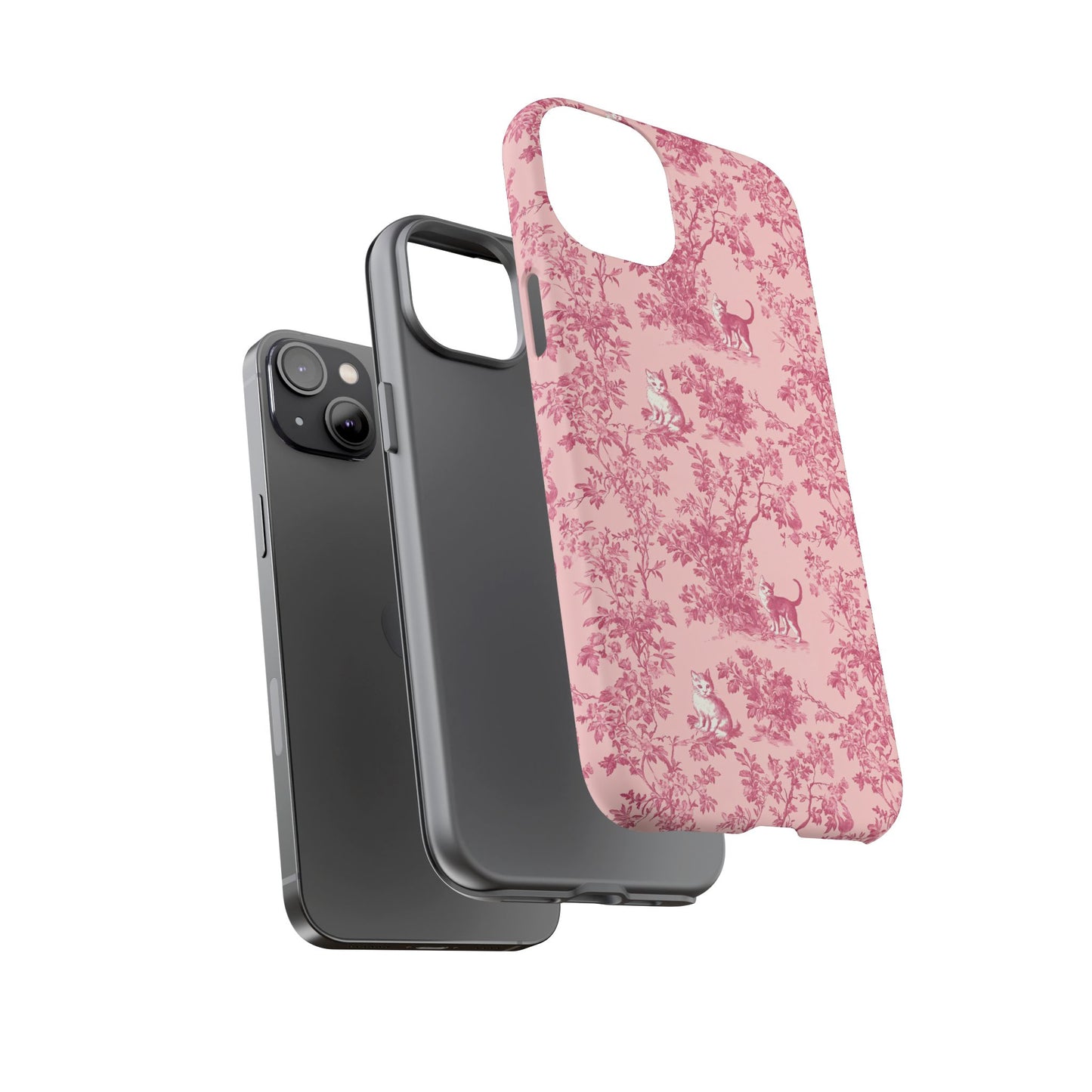 Tough Phone Cases - Cats in Pink Toile De Joyu Motif