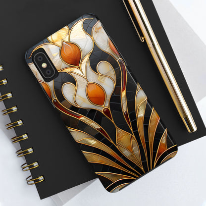 Art Deco Stained Glass Phone Case – Elegant Gold & Black Design