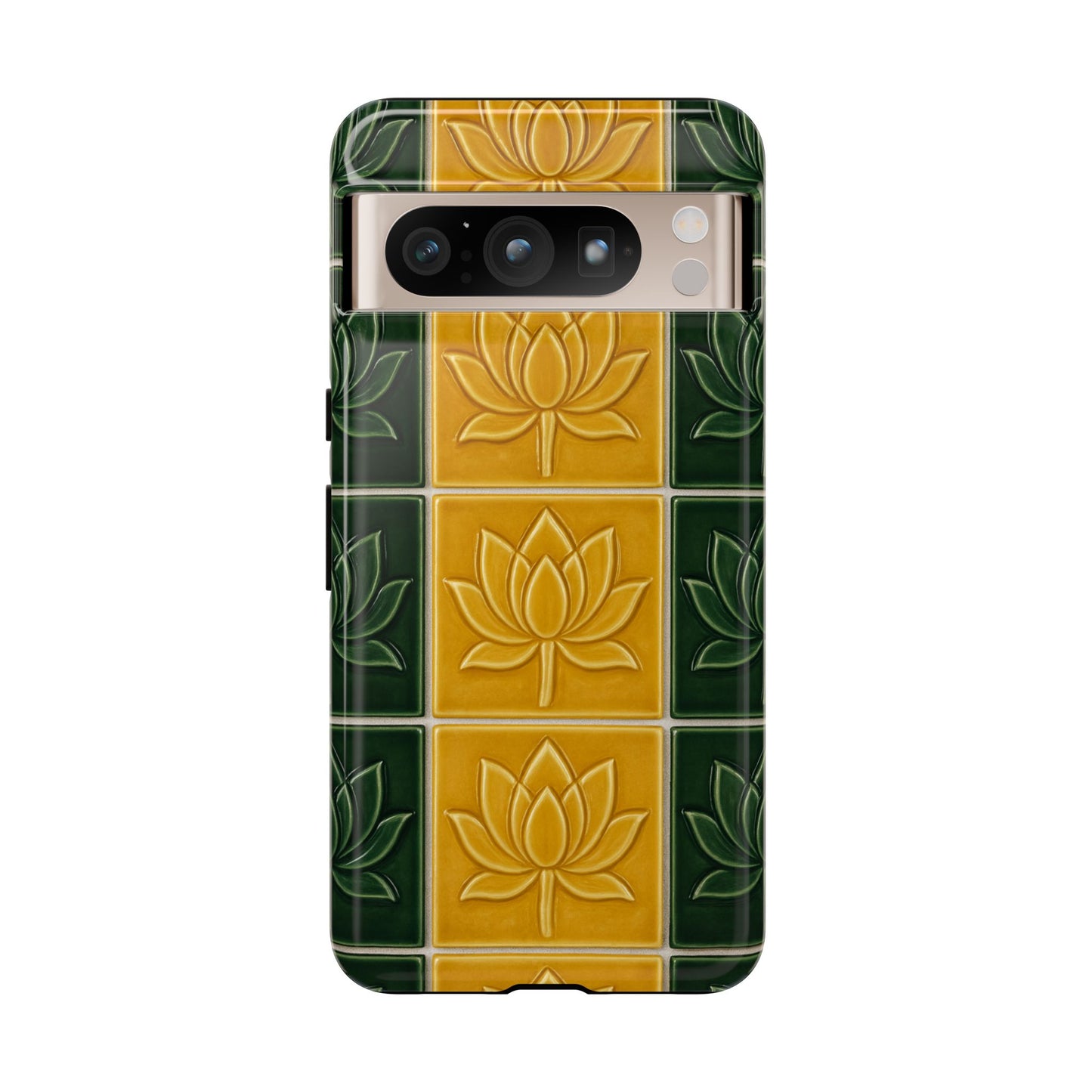 Tough Phone Cases - Mustard Yellow & Green Ceramic Tile From Caldas Da Rhaina, Portugal