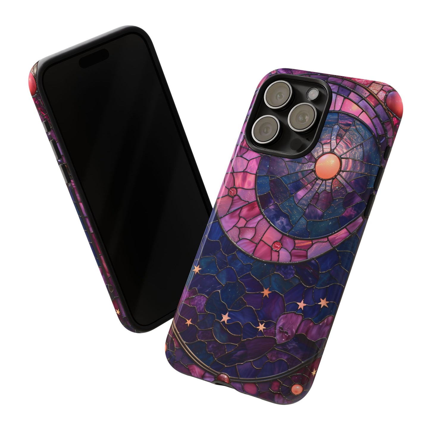Pink Moon Tough Phone Cases in  Stained Glass Design