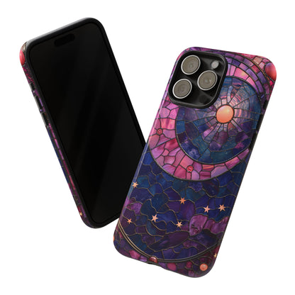 Pink Moon Tough Phone Cases in  Stained Glass Design