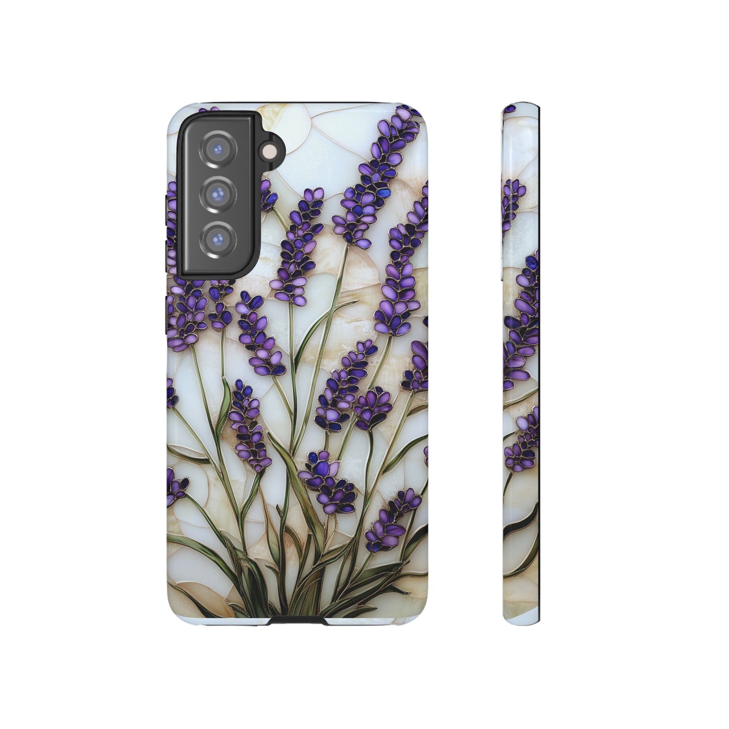 Floral Phone Case With Lavender in Stained Glass Motif