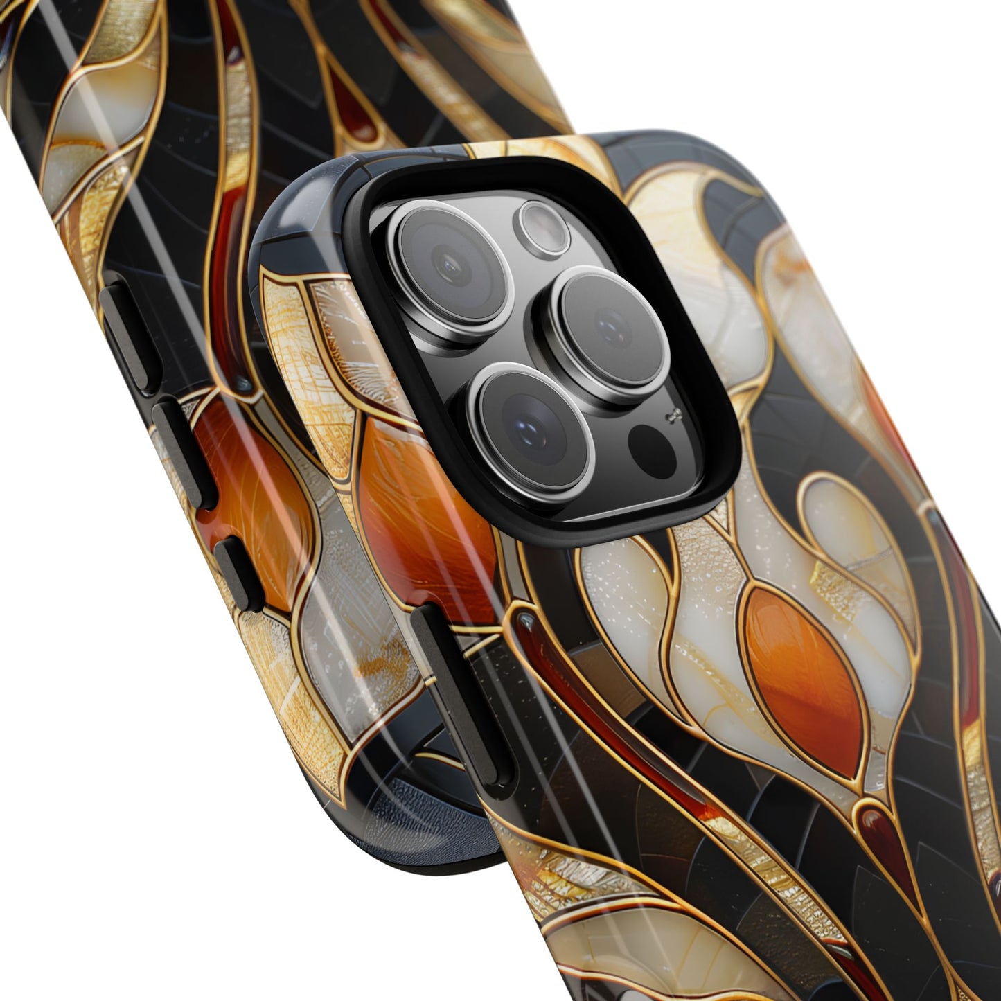 Art Deco Stained Glass Phone Case – Elegant Gold & Black Design