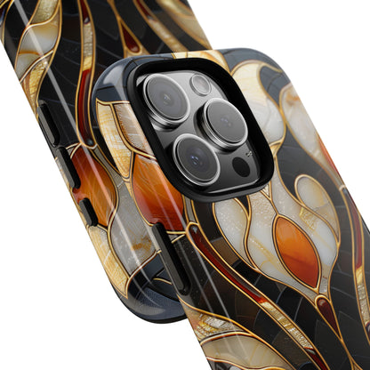 Art Deco Stained Glass Phone Case – Elegant Gold & Black Design