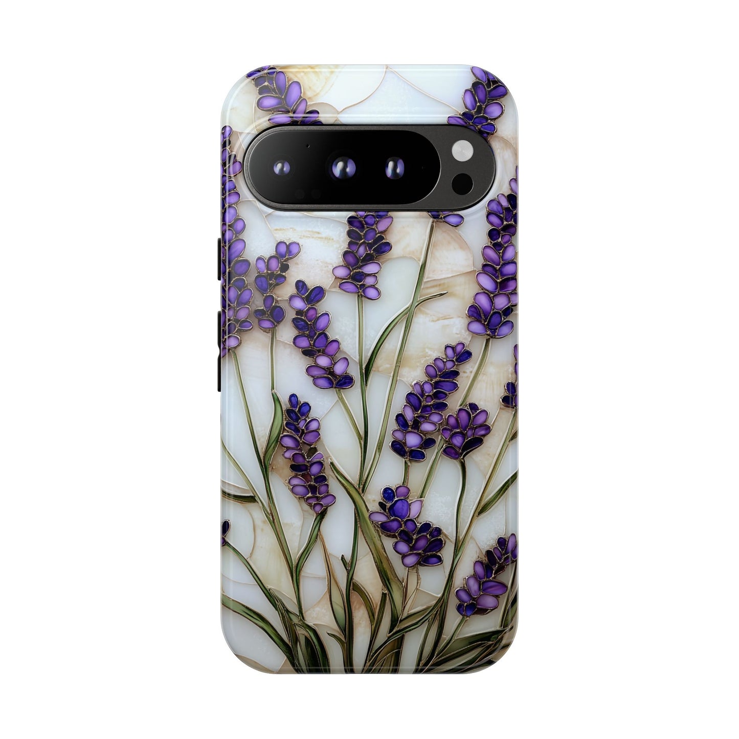 Floral Phone Case With Lavender in Stained Glass Motif