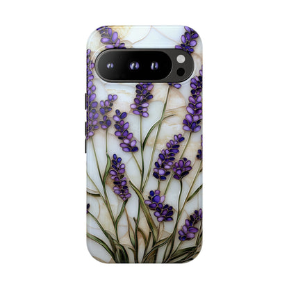 Floral Phone Case With Lavender in Stained Glass Motif