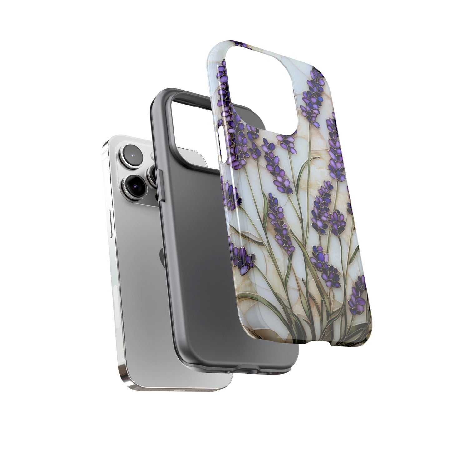 Floral Phone Case With Lavender in Stained Glass Motif