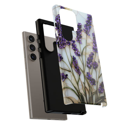 Floral Phone Case With Lavender in Stained Glass Motif