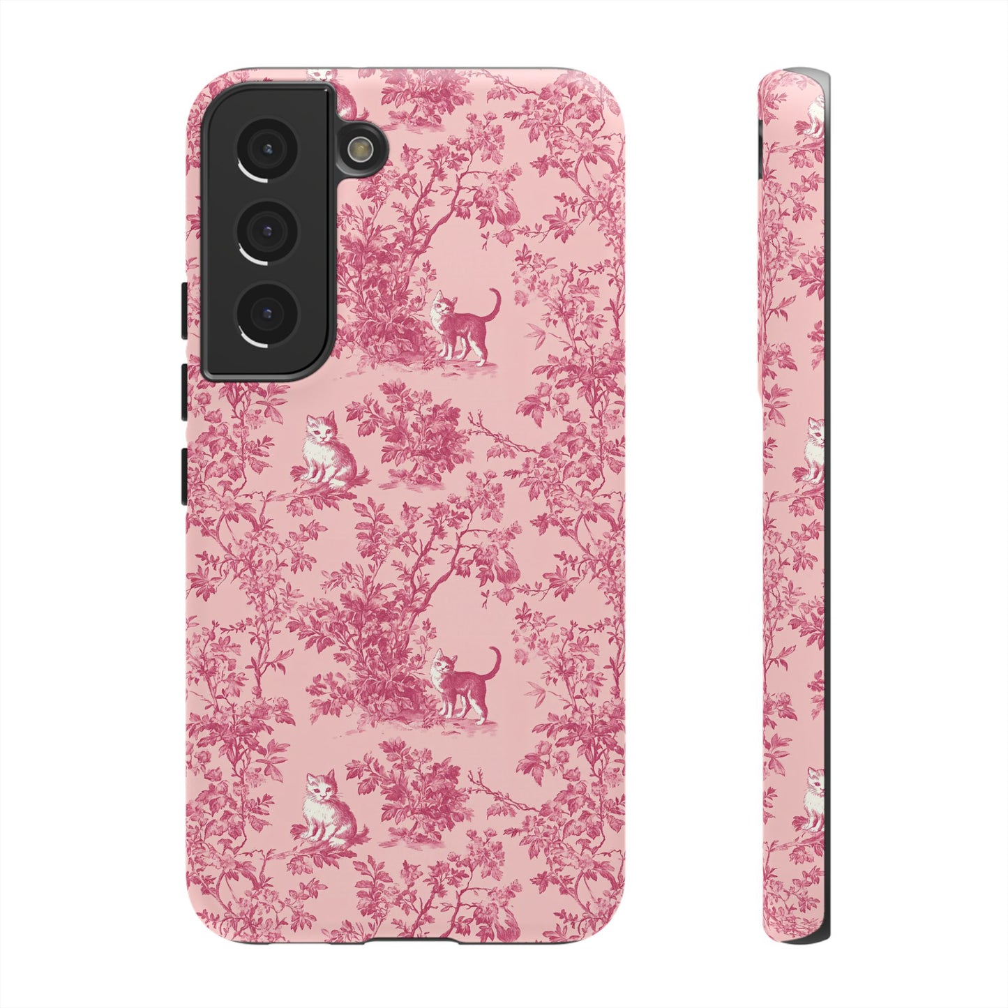 Tough Phone Cases - Cats in Pink Toile De Joyu Motif