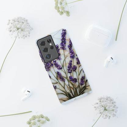 Floral Phone Case With Lavender in Stained Glass Motif