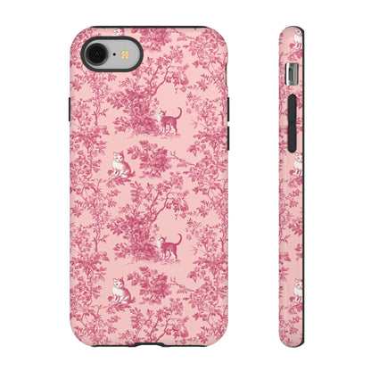 Tough Phone Cases - Cats in Pink Toile De Joyu Motif