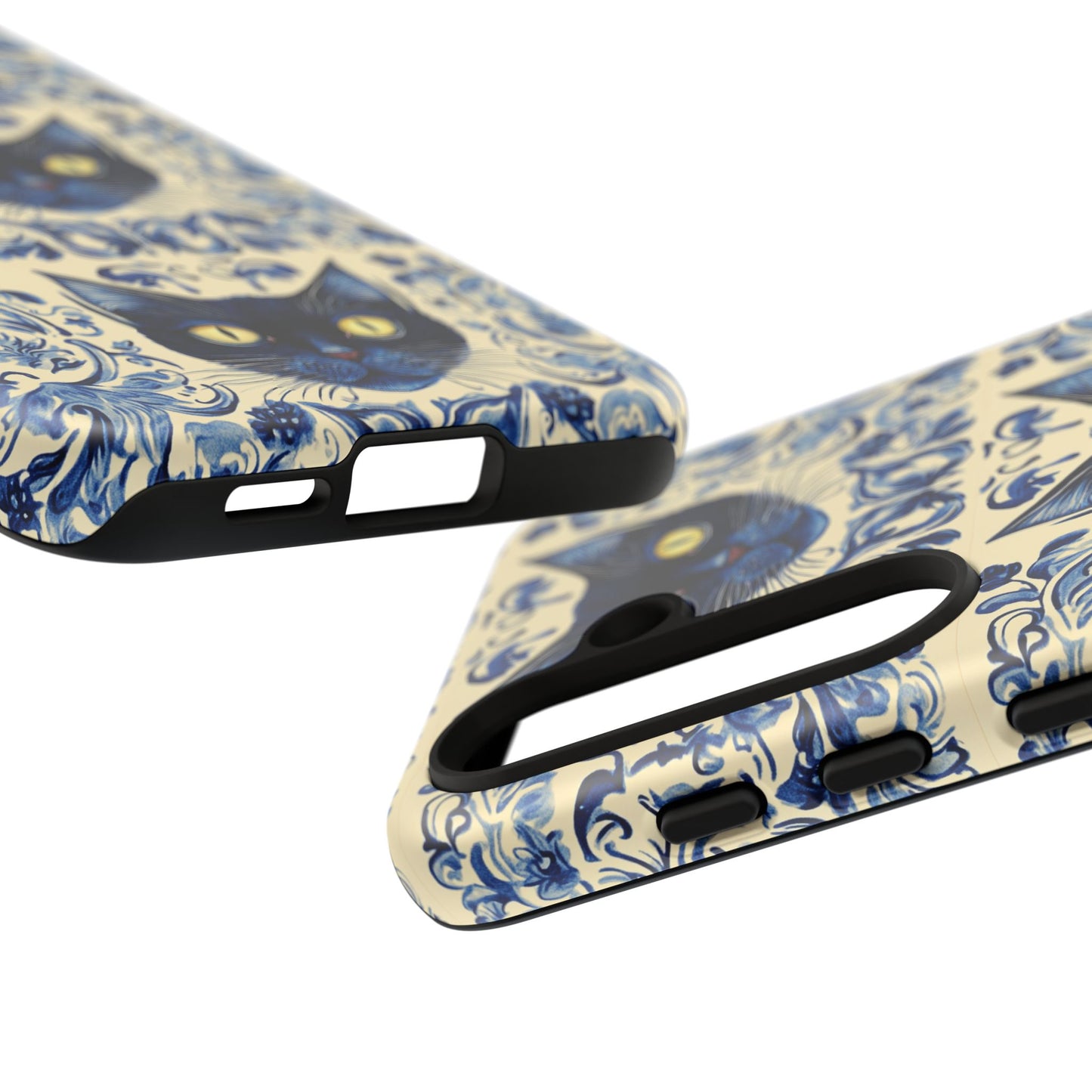 Tough Phone Case - Mediterranean Tile Motif With Blue Cats