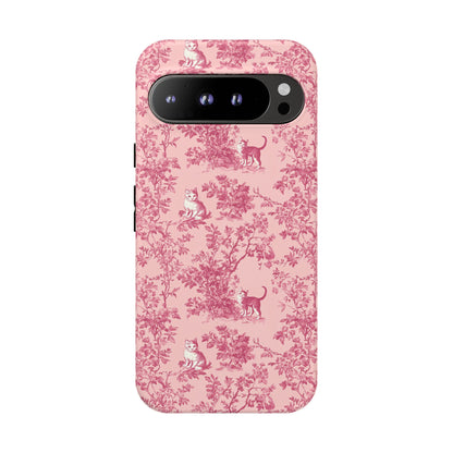 Tough Phone Cases - Cats in Pink Toile De Joyu Motif