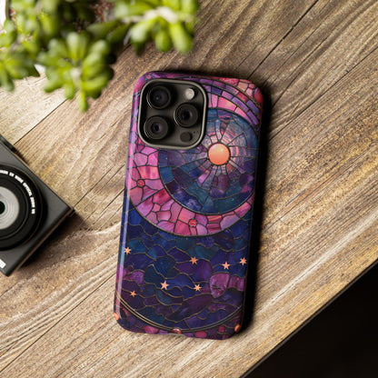 Pink Moon Tough Phone Cases in  Stained Glass Design