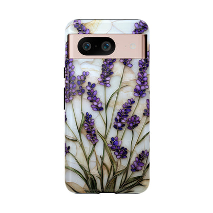 Floral Phone Case With Lavender in Stained Glass Motif