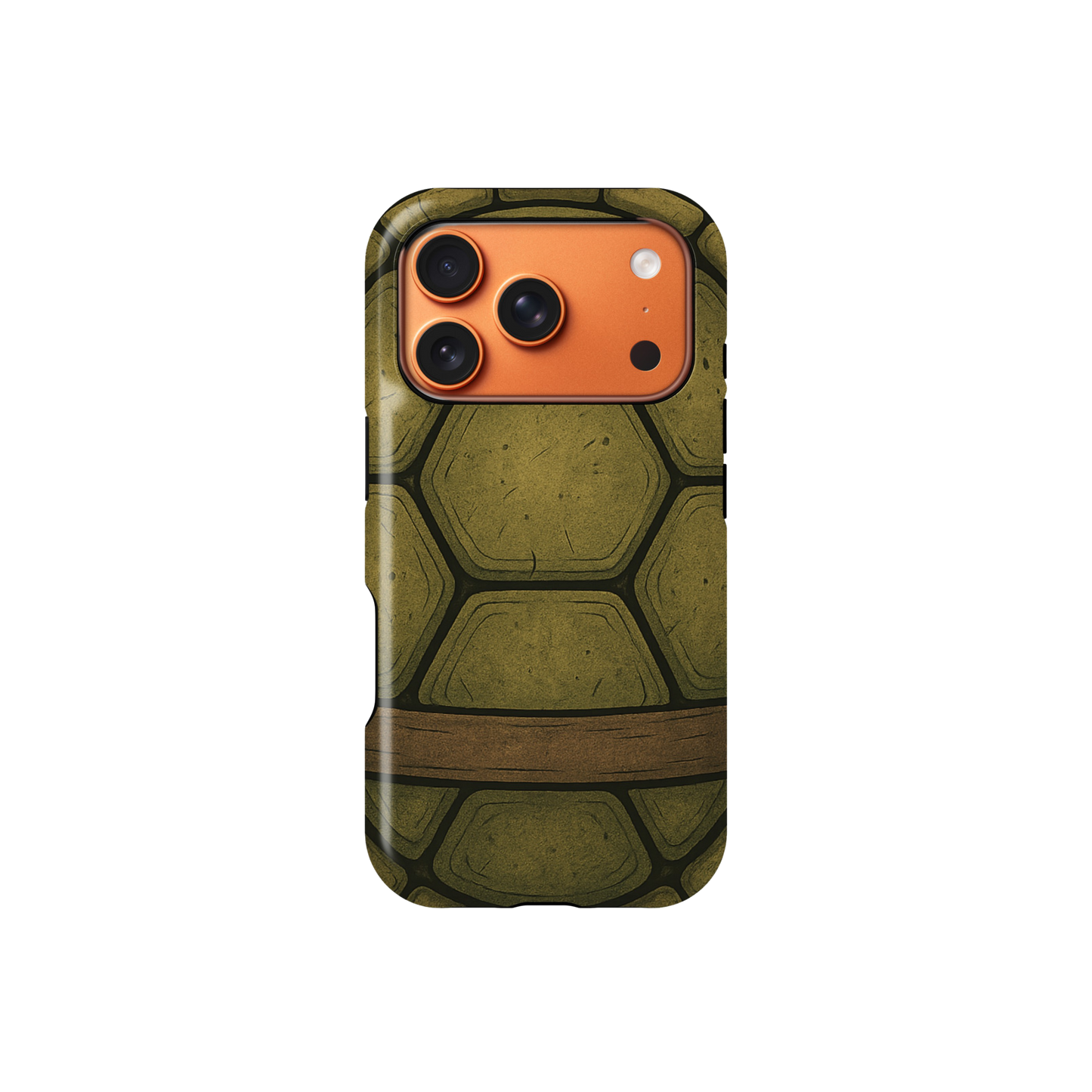 iPhone Tough Case, Green Turtle Shell, Perfect for Orange iPhone 17 to 8, Dual Layered
